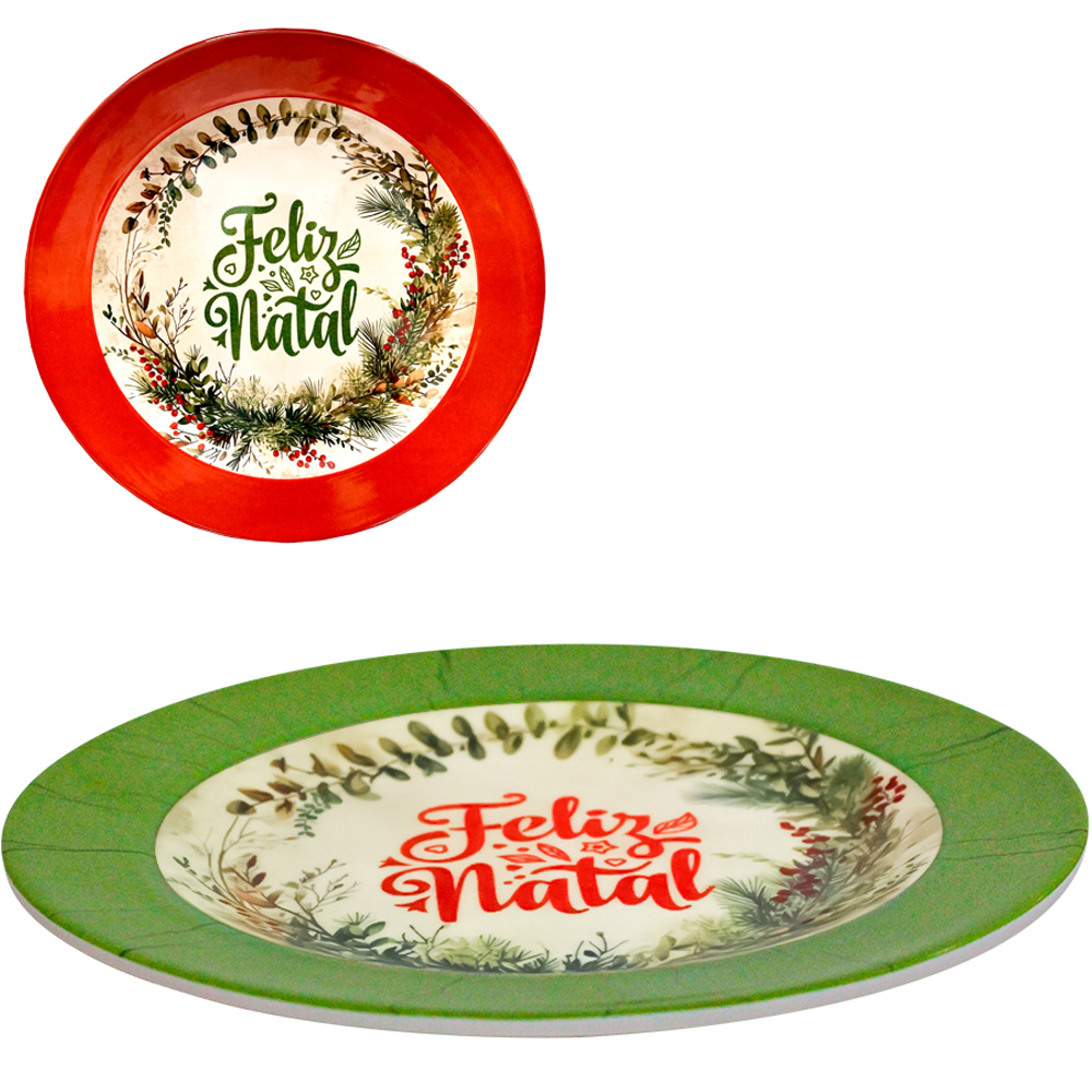 PRATO DE MELAMINA REDONDO JANTAR GUIRLANDA RASO 25CM DE Ø