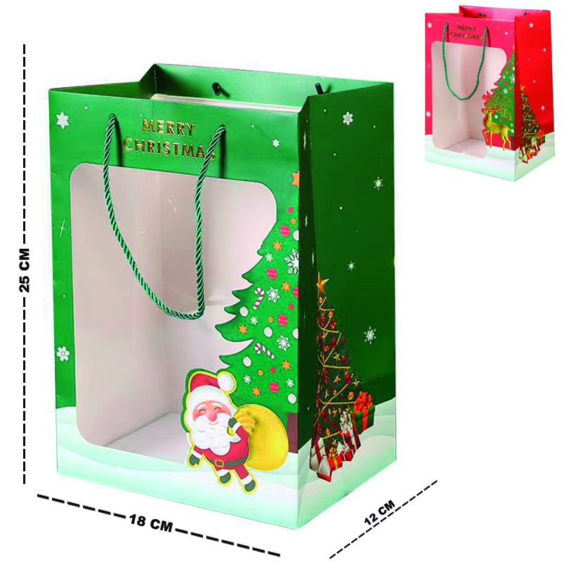 SACOLA DE PAPEL JANELA VISOR 25X18X12CM