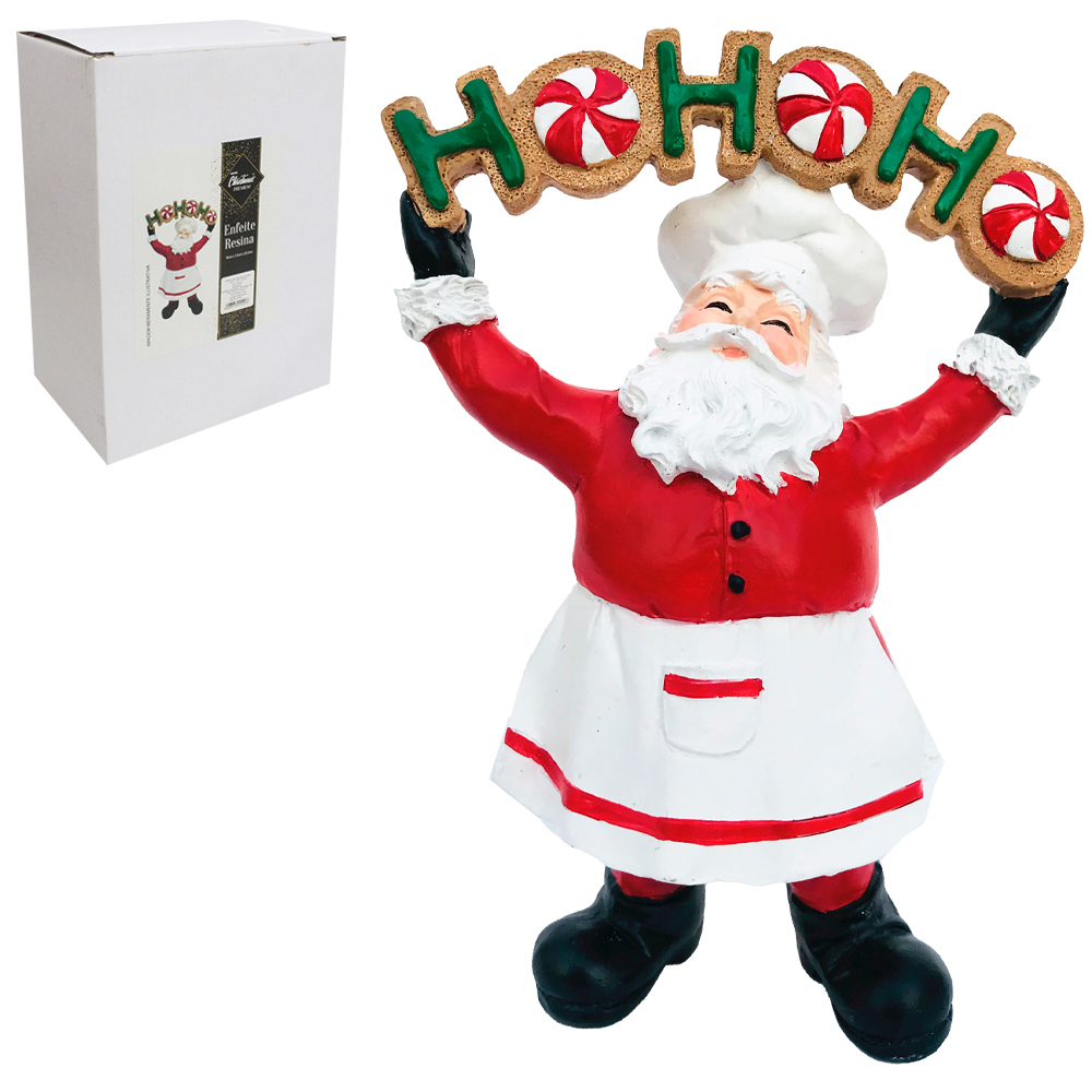 ENFEITE PAPAI NOEL HOHOHO DE RESINA PREMIUM 20,5X15X7,5CM