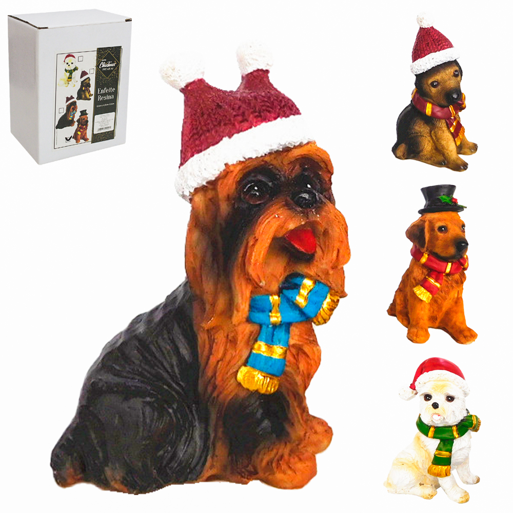 ENFEITE CACHORRO DE RESINA PREMIUM 9,5X6,5X4,5CM