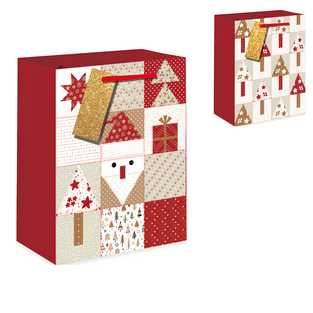SACOLA DE PAPEL ARVORES DE NATAL 23X18X10CM