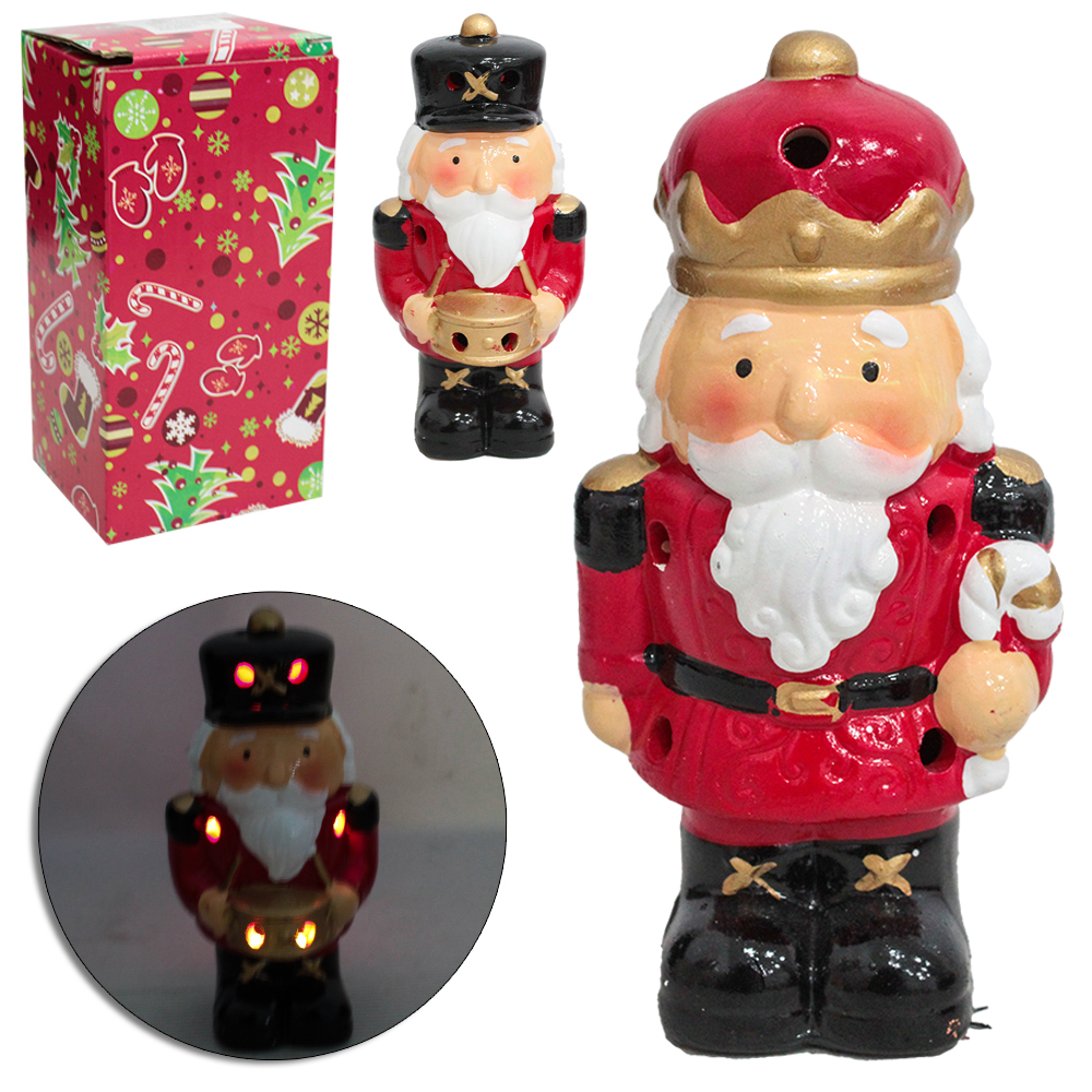 ENFEITE BONECO QUEBRA NOZES DE PORCELANA COM LED 14X5CM