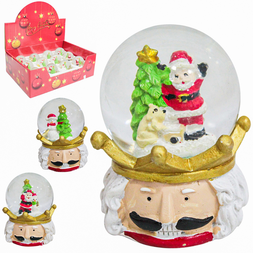 CUPULA DE VIDRO COM PAPAI NOEL DE RESINA CABECA QUEBRA NOZES 6,5X4,5CM