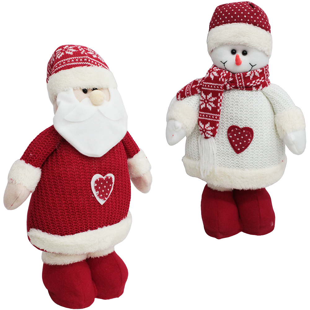 PAPAI NOEL / BONECO DE NEVE EM PE POSE DE PELUCIA TRICO 41CM
