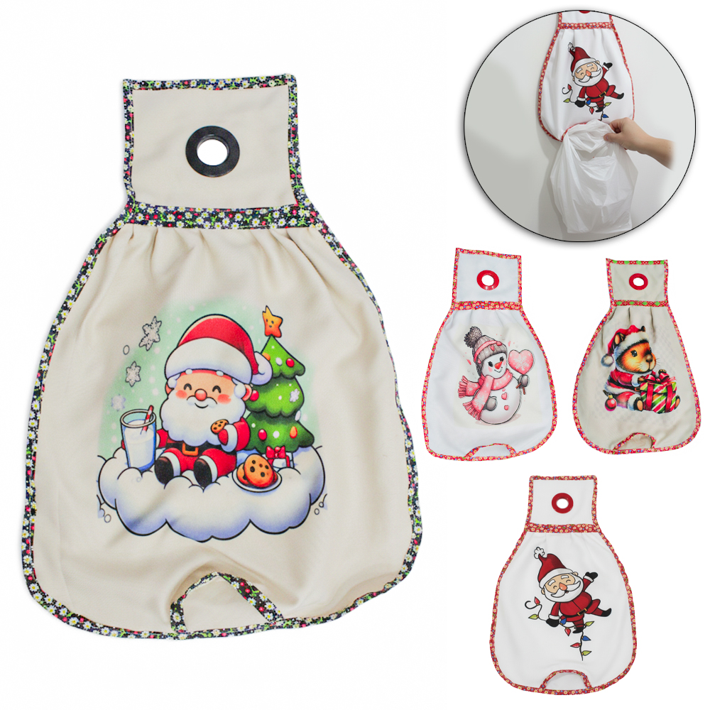 PUXA SACO DE NATAL TECIDO SORTIDOS 48X31CM