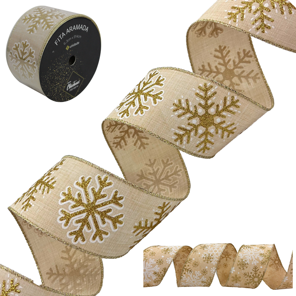 FITA ARAMADO CREME COM GLITTER PREMIUM 6,3X914CM DP PLAY