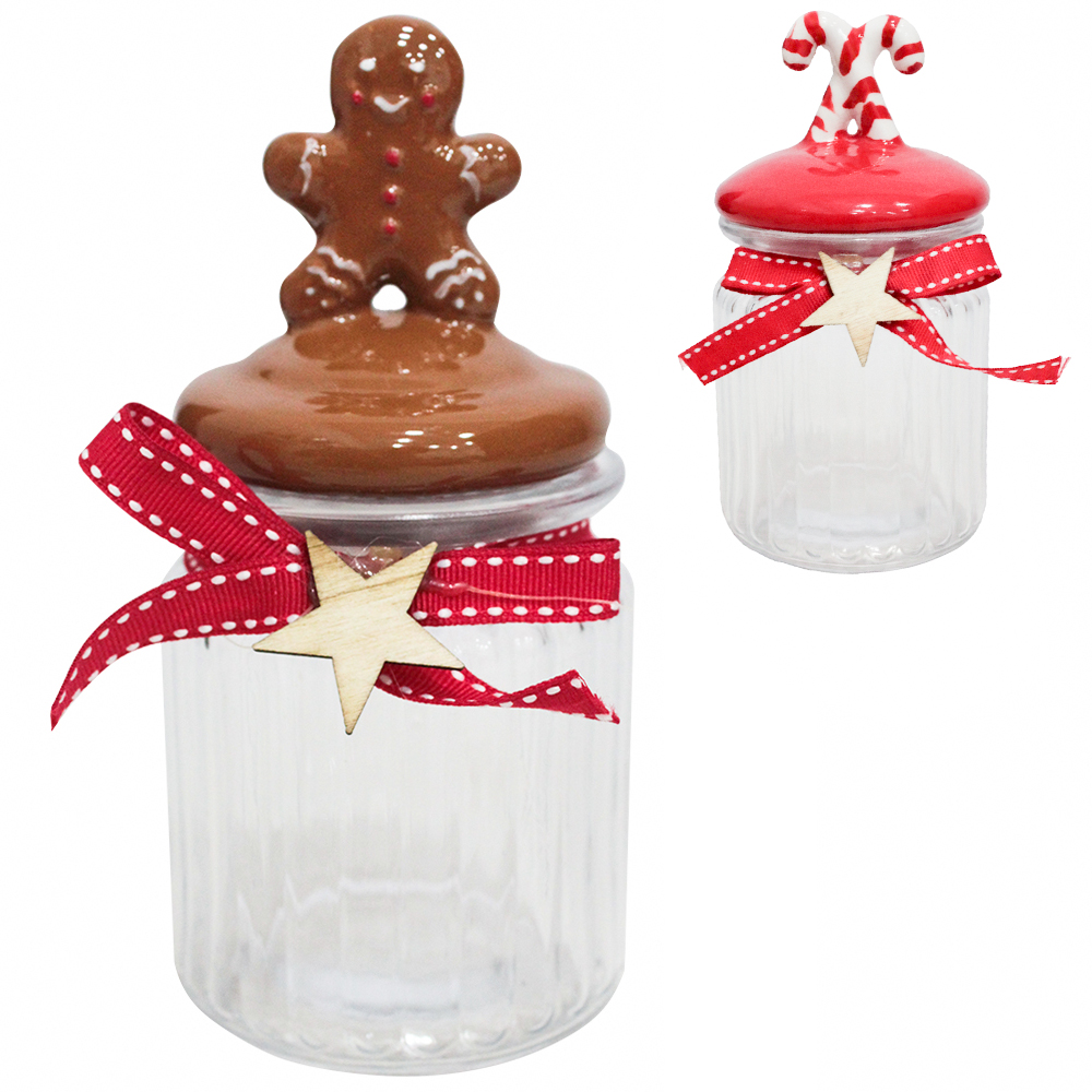 POTE DE VIDRO COM TAMPA HERMETICA NATALINO 300ML