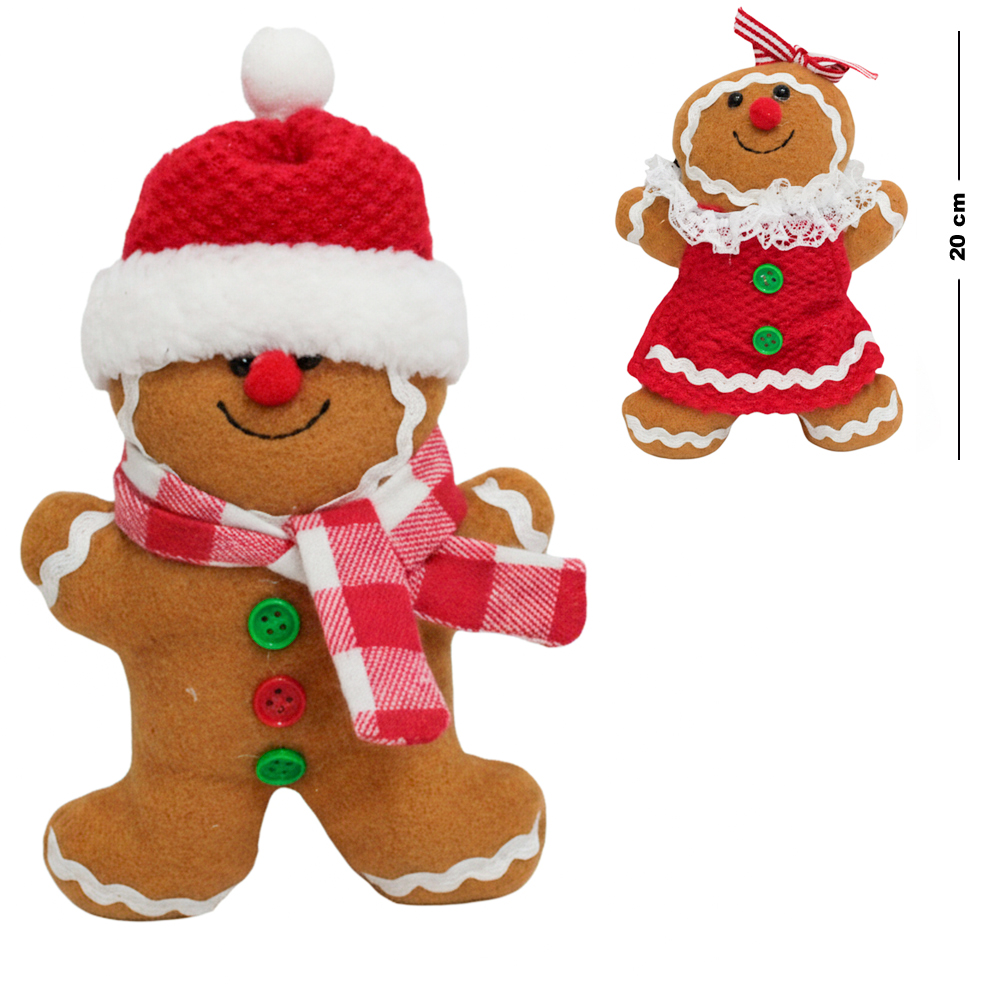 ENFEITE BISCOITO DE GENGIBRE DE PELUCIA 20X12CM