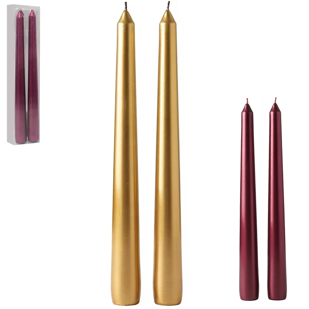 VELA DECORATIVA CONICA METALICA COM 2 PECAS 20CM