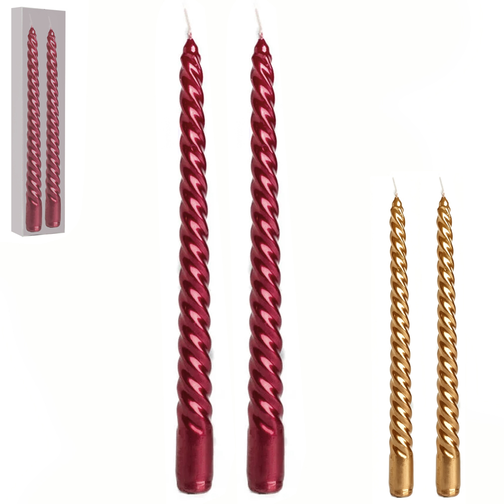 VELA DECORATIVA ESPIRAL METALICA COM 2 PECAS 25CM