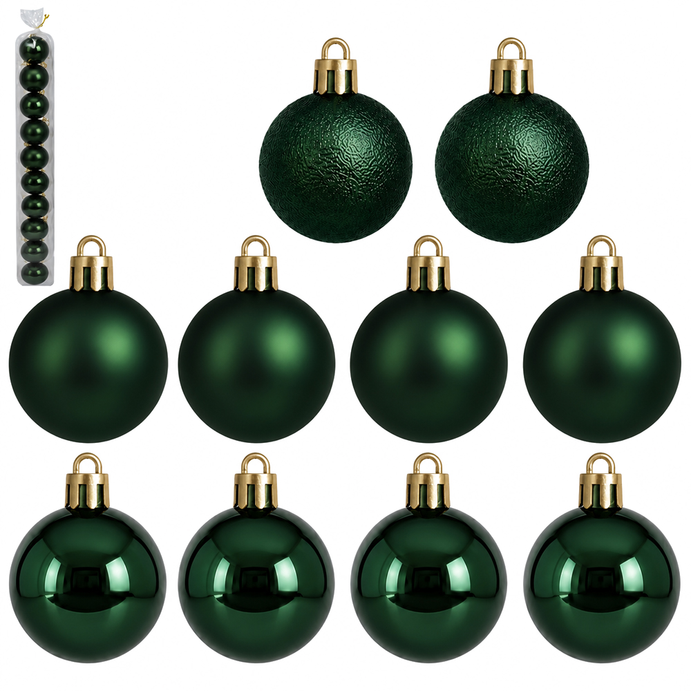 BOLA DE NATAL 5CM DE Ø VERDE MENTA MISTA BRILHO / FOSCA / TEXTURADA PACOTE COM10 PECAS