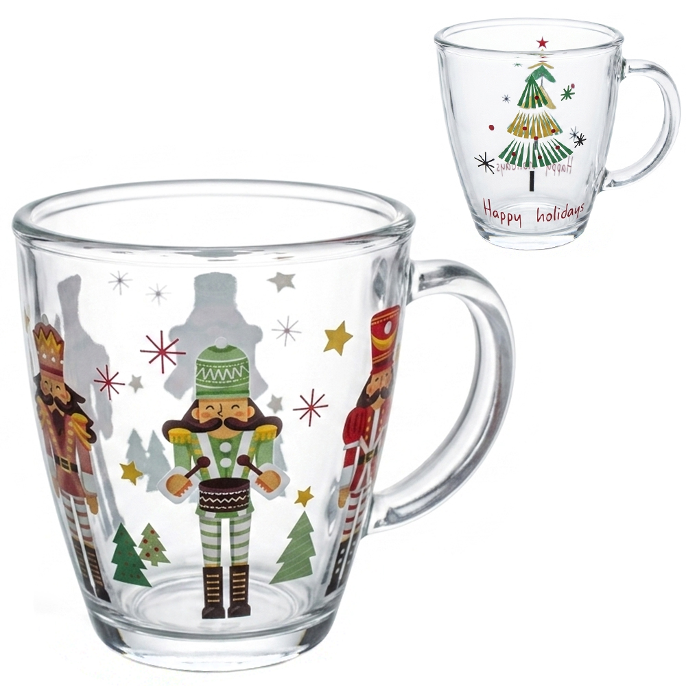 CANECA COPO DE NATAL DE VIDRO 340ML