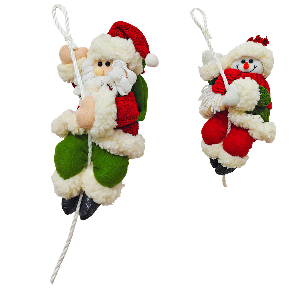 ENFEITE PENDURAR PAPAI NOEL / BONECO DE NEVE RAPEL VD / VM 22CM