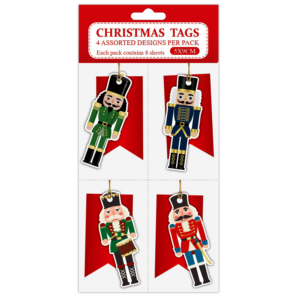 TAG DE NATAL PARA EMBALAGENS GUARDA REAL COM 4 PECAS 9X5CM