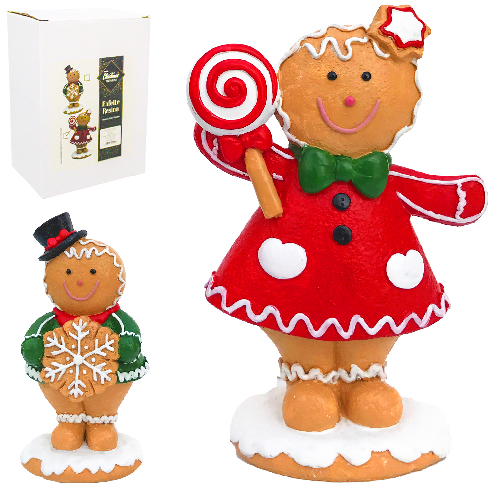 ENFEITE BISCOITO DE GENGIBRE COM DOCE DE RESINA PREMIUM 15,2X10X5,2CM