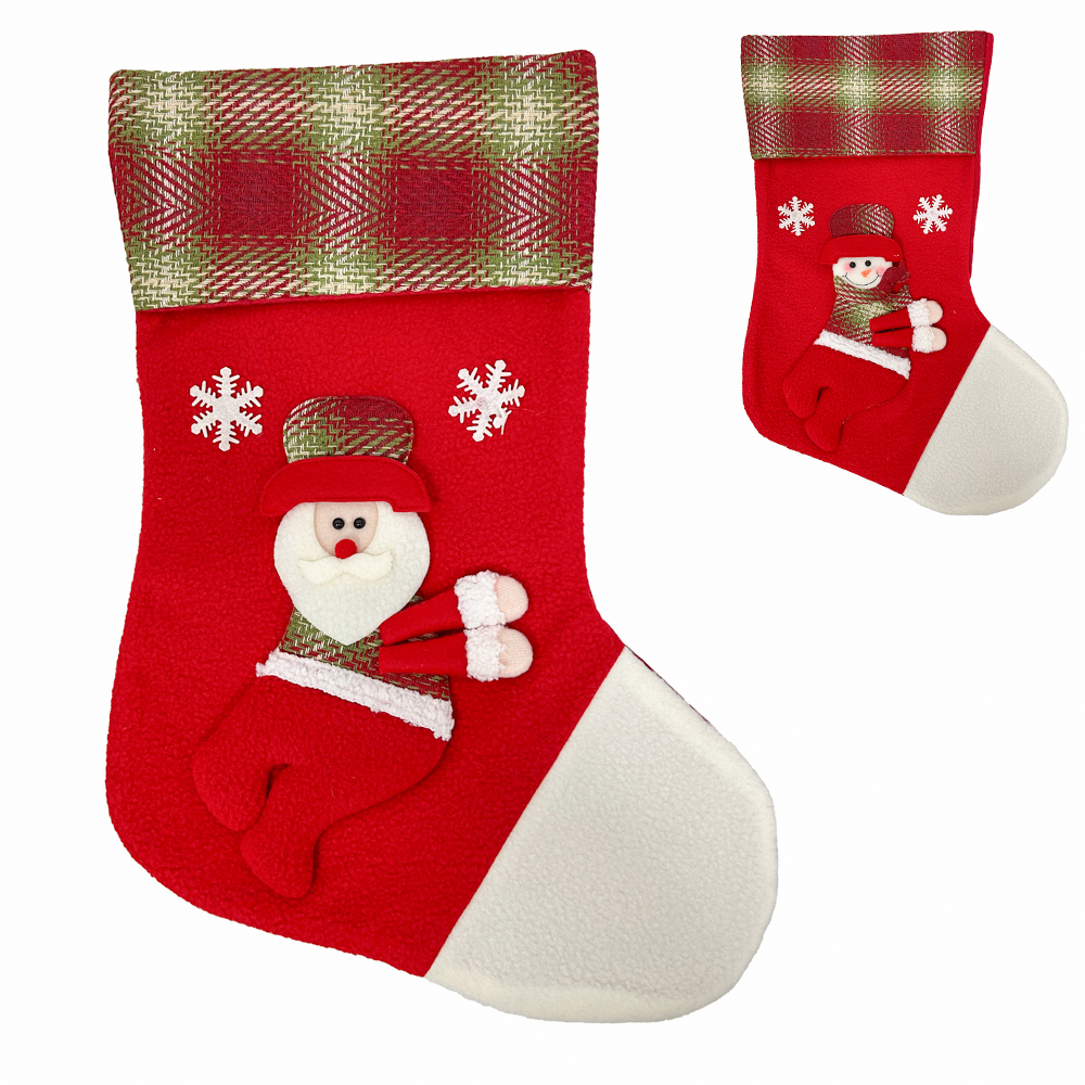 PENDENTE BOTA PAPAI NOEL / BONECO DE NEVE XADREZ VM 45X24CM