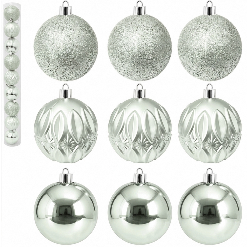 BOLA DE NATAL 6CM DE Ø CHAMPANHE MISTA FOSCA / LISA / GLITTER COM 9 PECAS NO TUBO