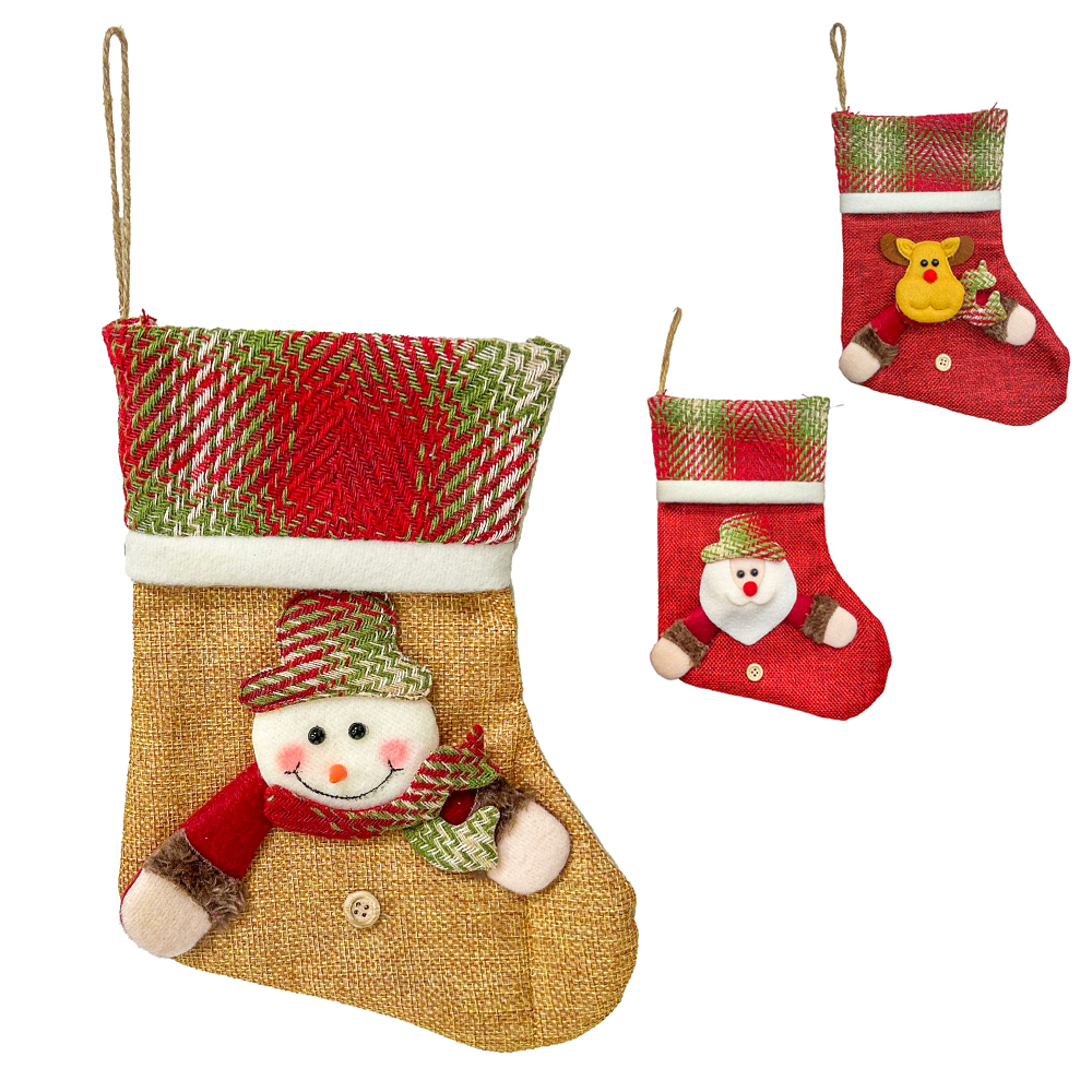 PENDENTE BOTA PAPAI NOEL / BONECO DE NEVE VM/VD 25X16CM