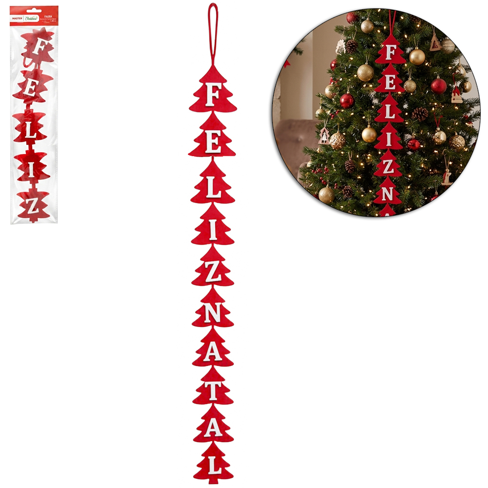 FAIXA VERTICAL ARVORE FELIZ NATAL 100X8CM