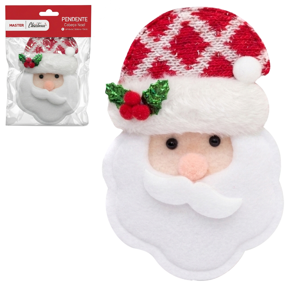 PENDENTE CABECA PAPAI NOEL / BONECO DE NEVE 13X9CM