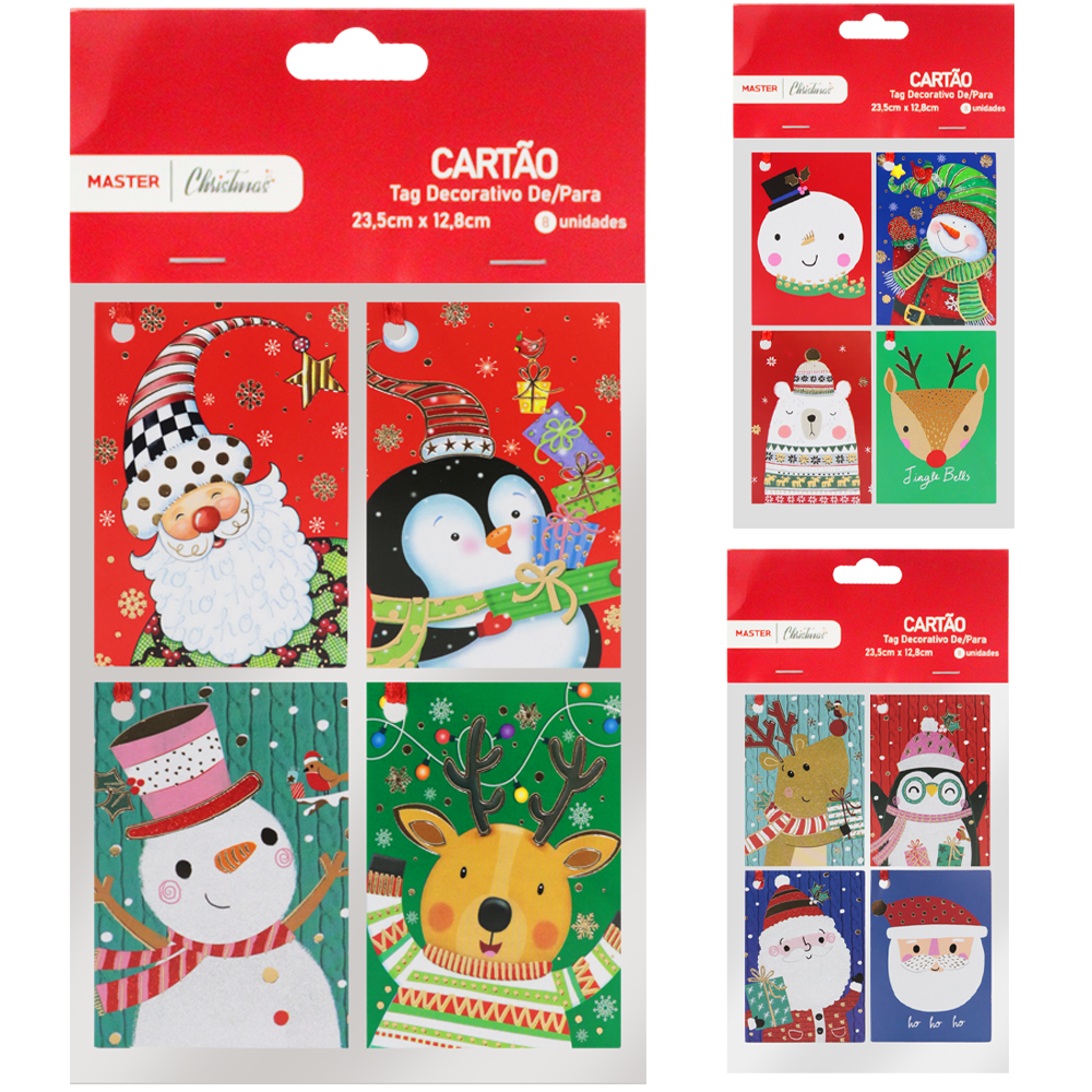 CARTAO TAG DECORATIVO DE / PARA FIGURAS NATALINAS COM 8 PECAS 8X5,5CM