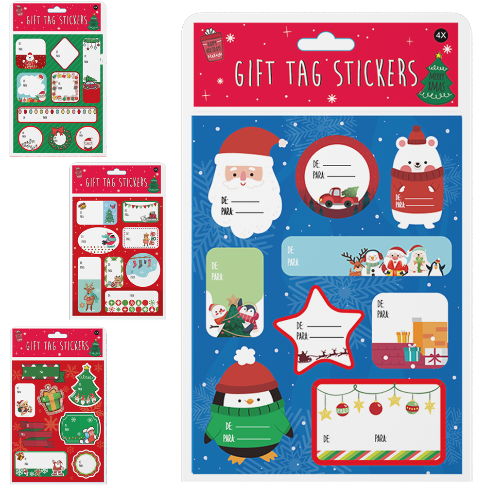 CONJUNTO DE ETIQUETAS ADESIVA PARA PRESENTE DE NATAL DE / PARA COM 32 PECAS