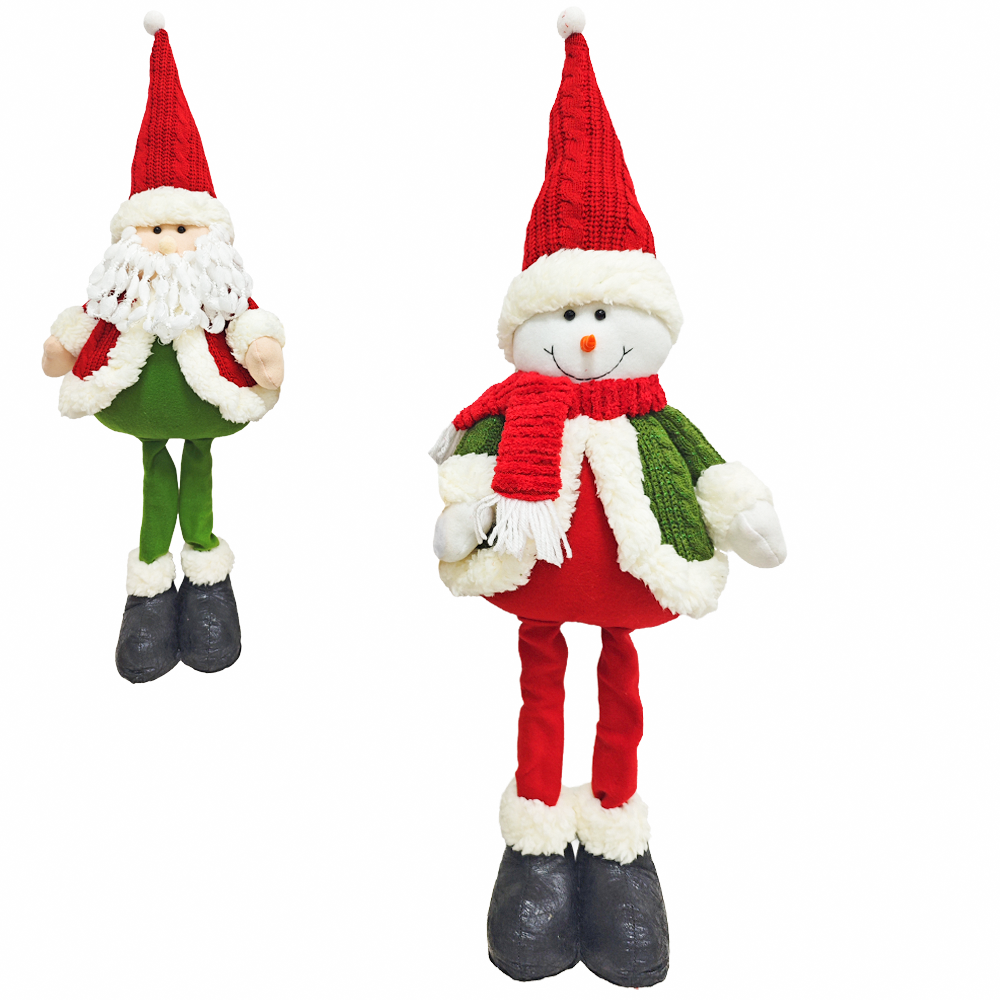 ENFEITE PAPAI NOEL / BONECO DE NEVE EM PE VD / VM 75CM COM PERNAS EXTENSORAS