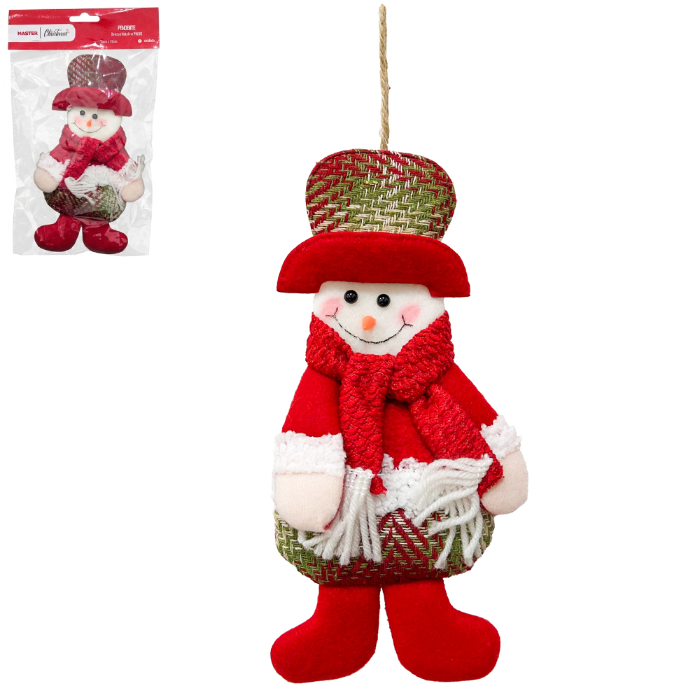 PENDENTE PAPAI NOEL / BONECO DE NEVE DE PELUCIA VM / XD 22X13CM