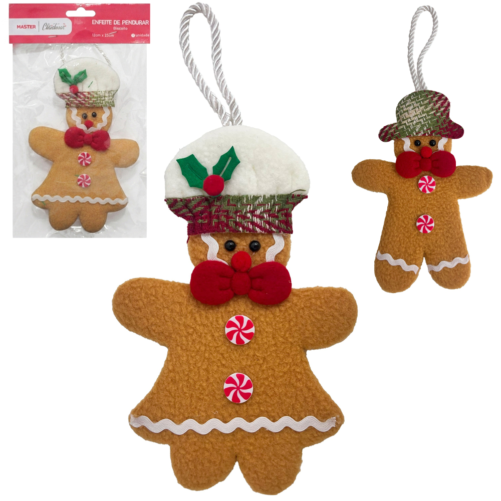ENFEITE DE PENDURAR BISCOITO DE GENGIBRE 23X12CM