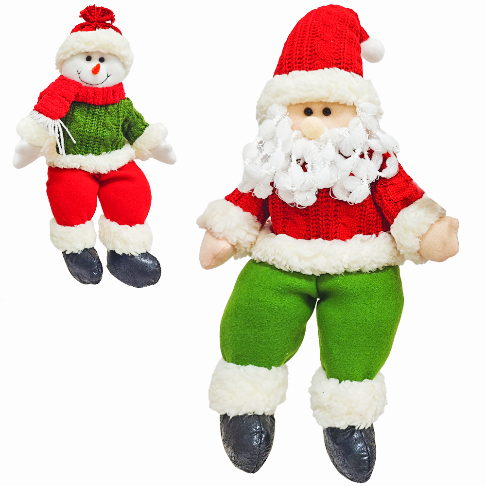 ENFEITE PAPAI NOEL / BONECO DE NEVE SENTADO VD / VM 40CM