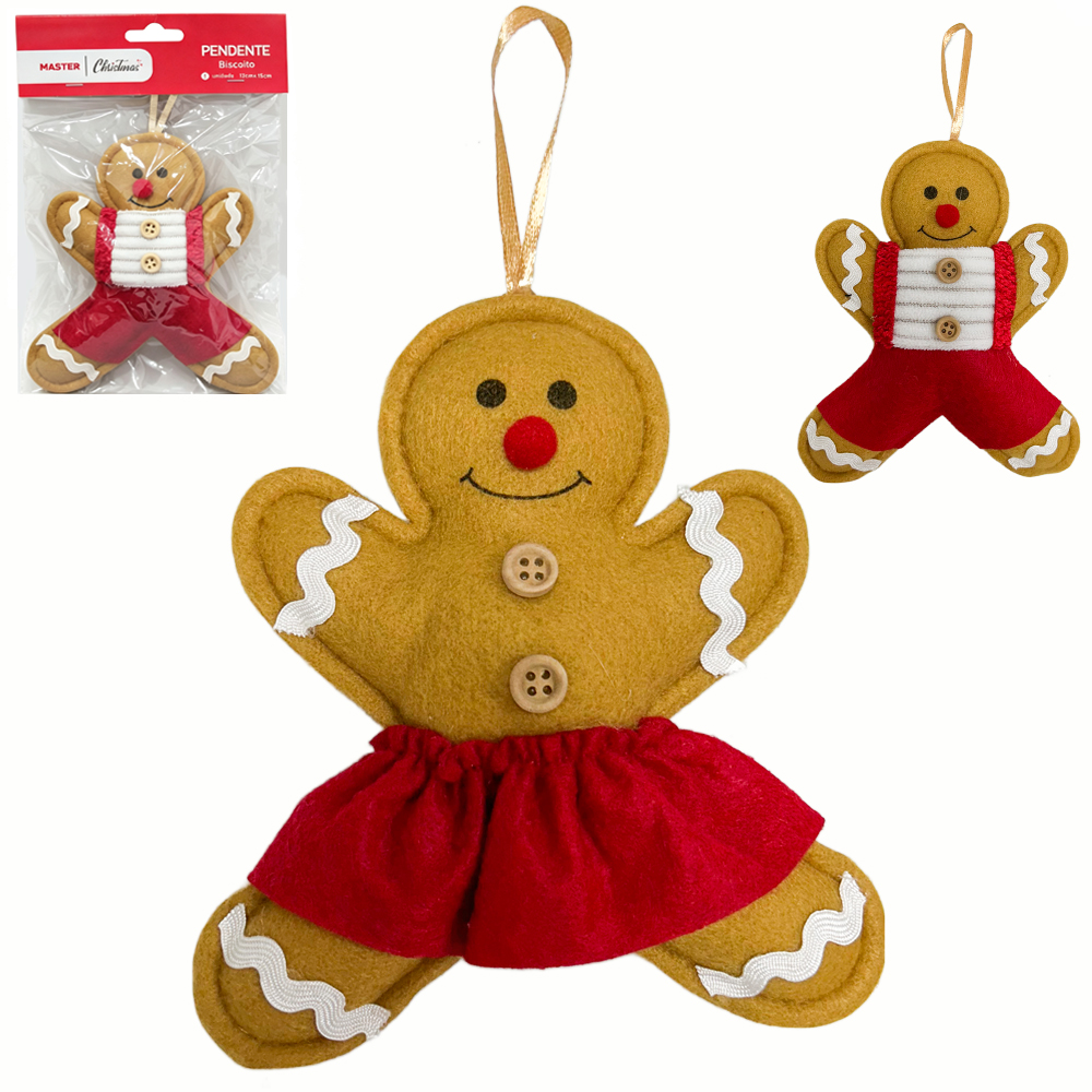 PENDENTE BISCOITO DE GENGIBRE DE PELUCIA 15X13CM
