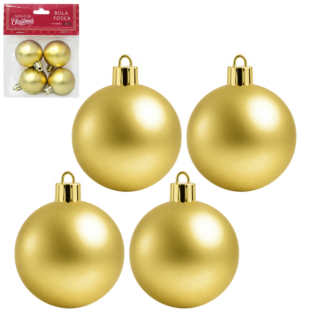 BOLA DE NATAL 4CM DE Ø DOURADA FOSCA COM 4 PECAS WF