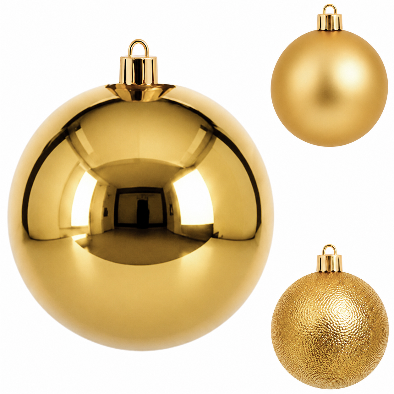 BOLA DE NATAL 10CM DE Ø DOURADA MISTA BRILHO / FOSCA / TEXTURADA PACOTE COM 1 PECA