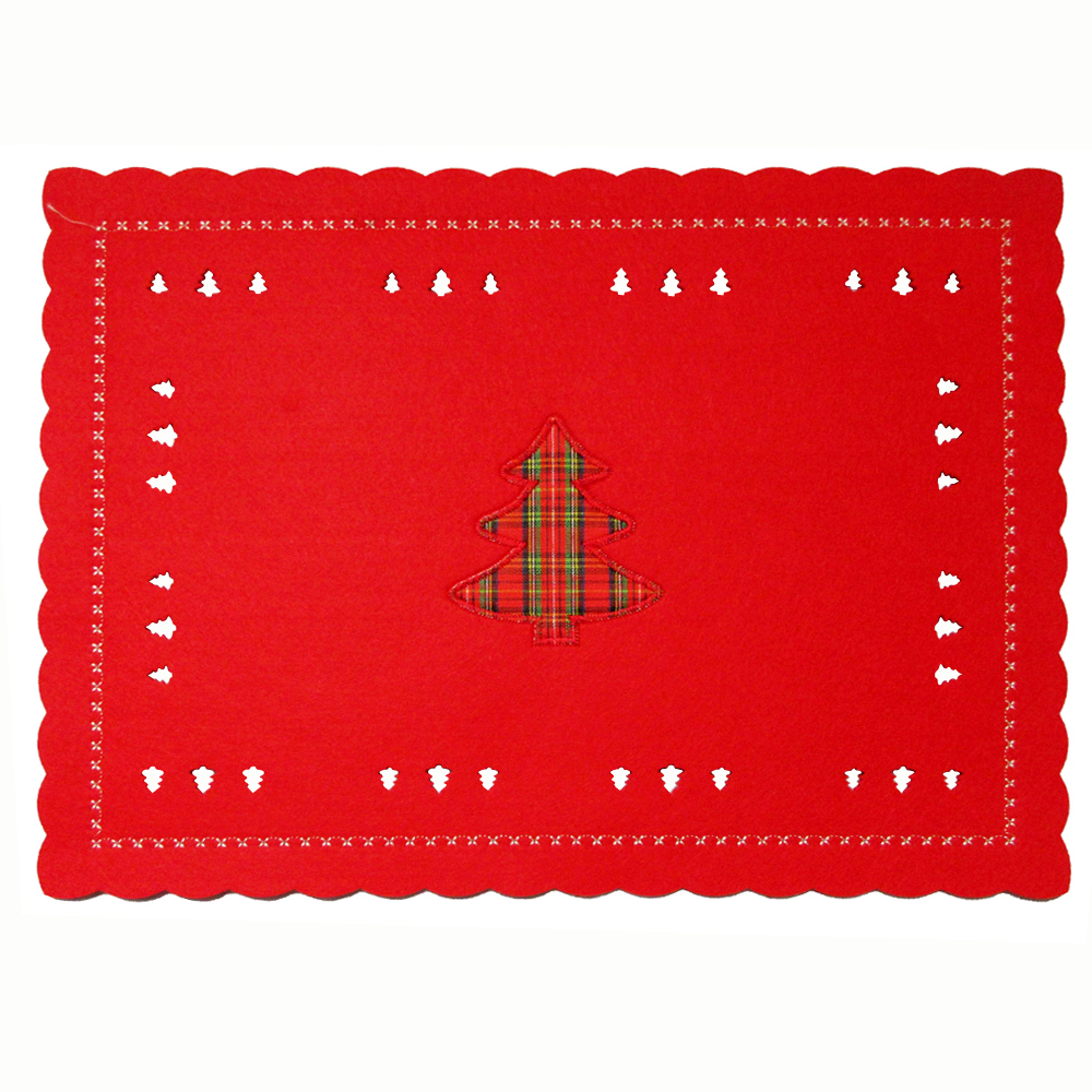 TOALHA LUGAR AMERICANO DE FELTRO RETANGULAR ARVORE DE NATAL VM 40X30CM