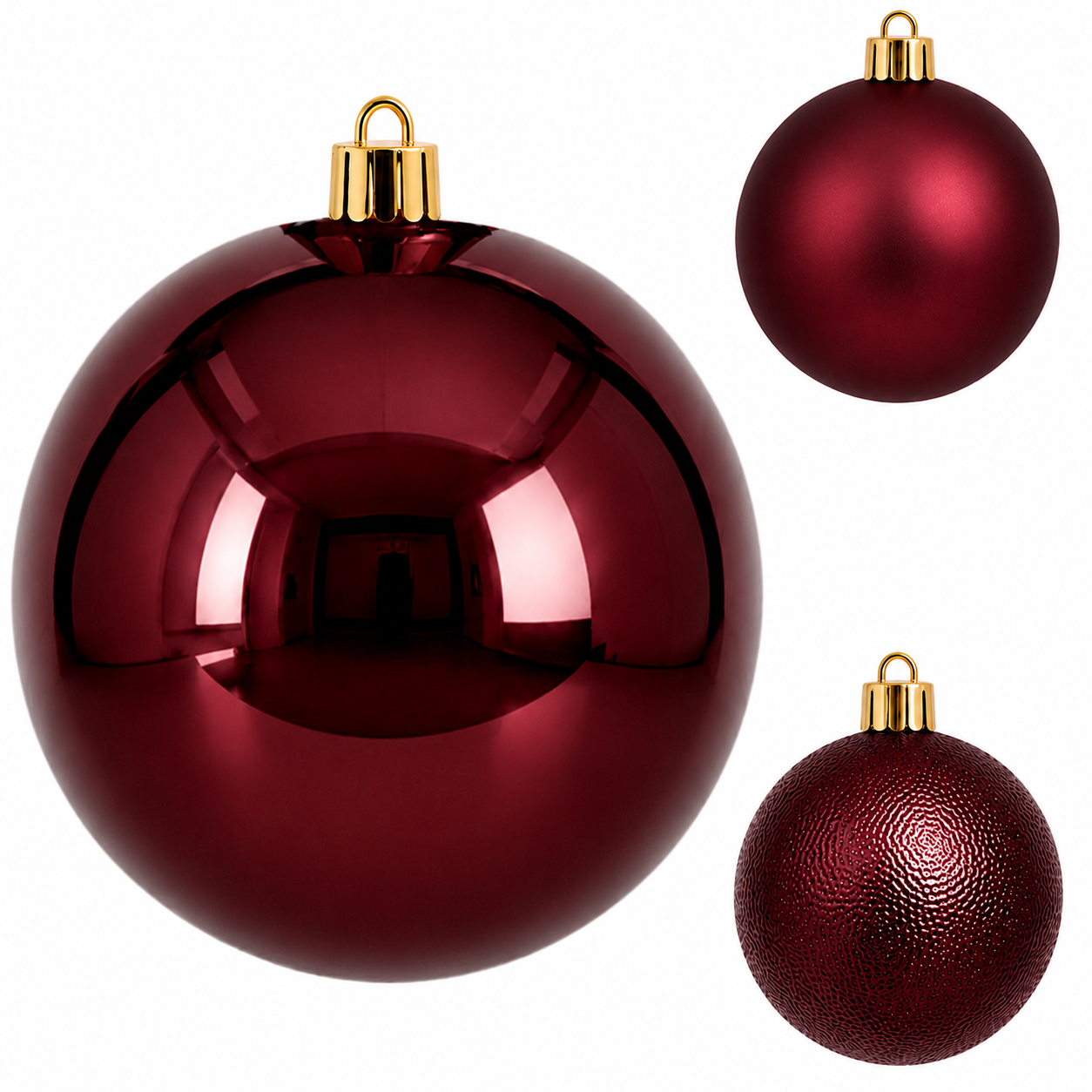 BOLA DE NATAL 10CM DE Ø VINHO MISTA BRILHO / FOSCA / TEXTURADA BORGONHA PACOTE COM 1 PECA 