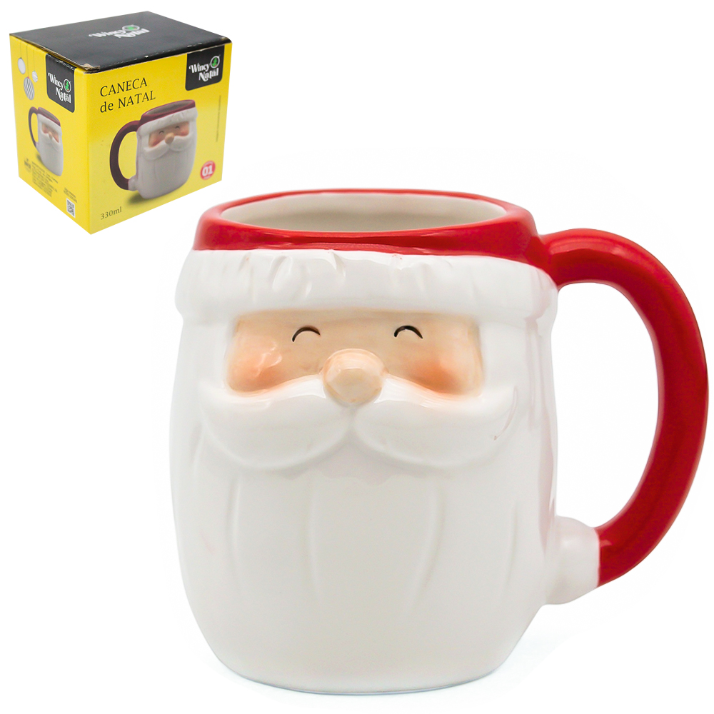 CANECA DE PORCELANA PAPAI NOEL BEARD 330ML