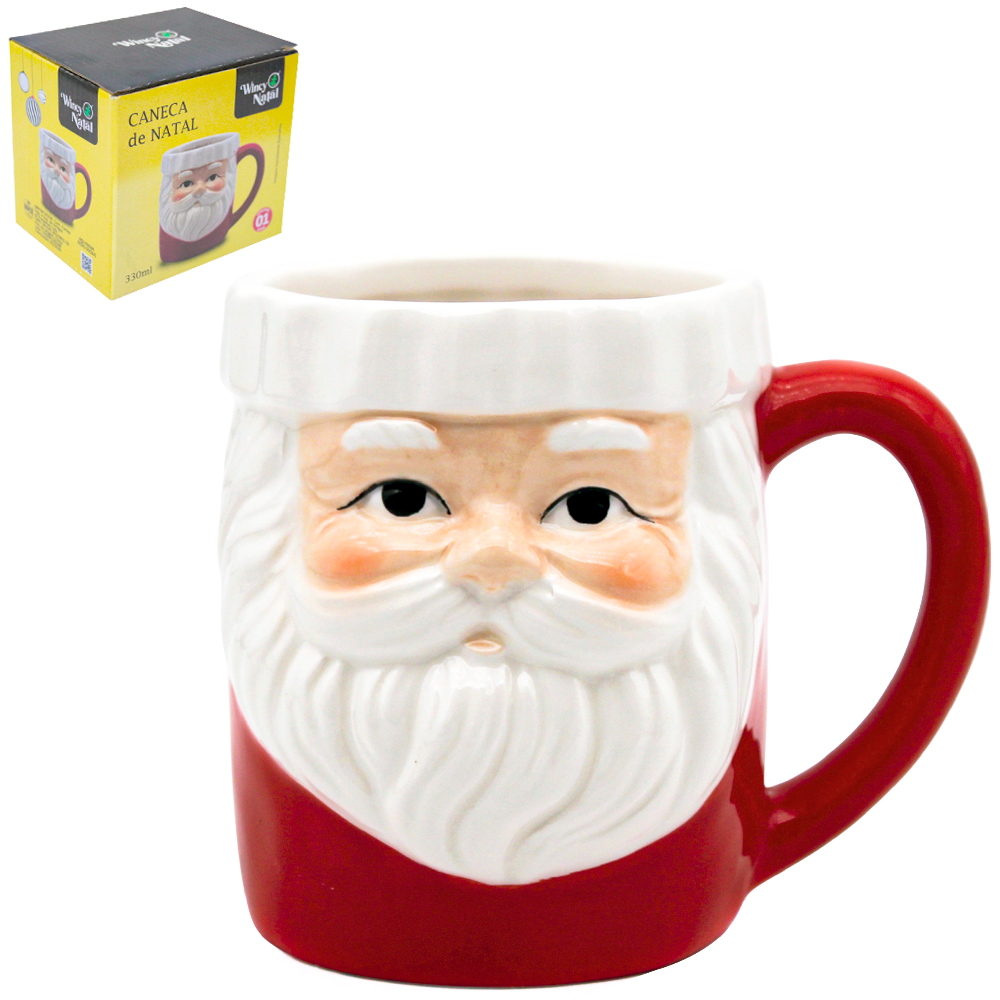 CANECA DE PORCELANA PAPAI NOEL 330ML