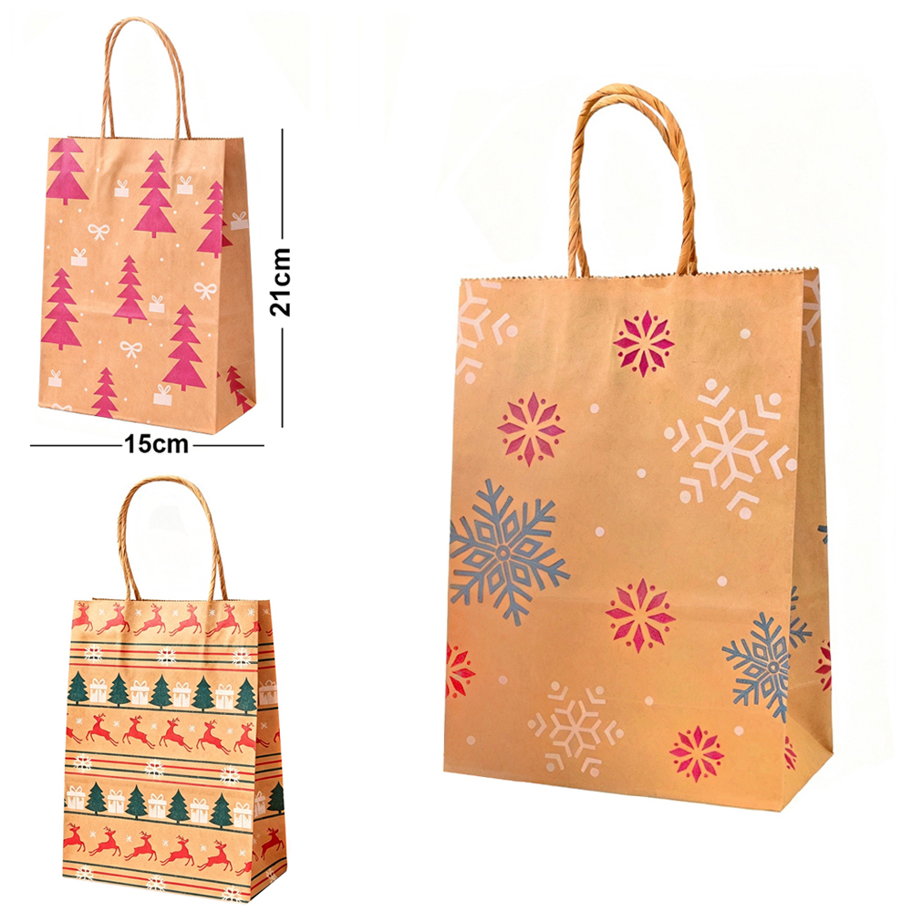 SACOLA DE PAPEL SORTIDAS DE NATAL 21X15X8CM