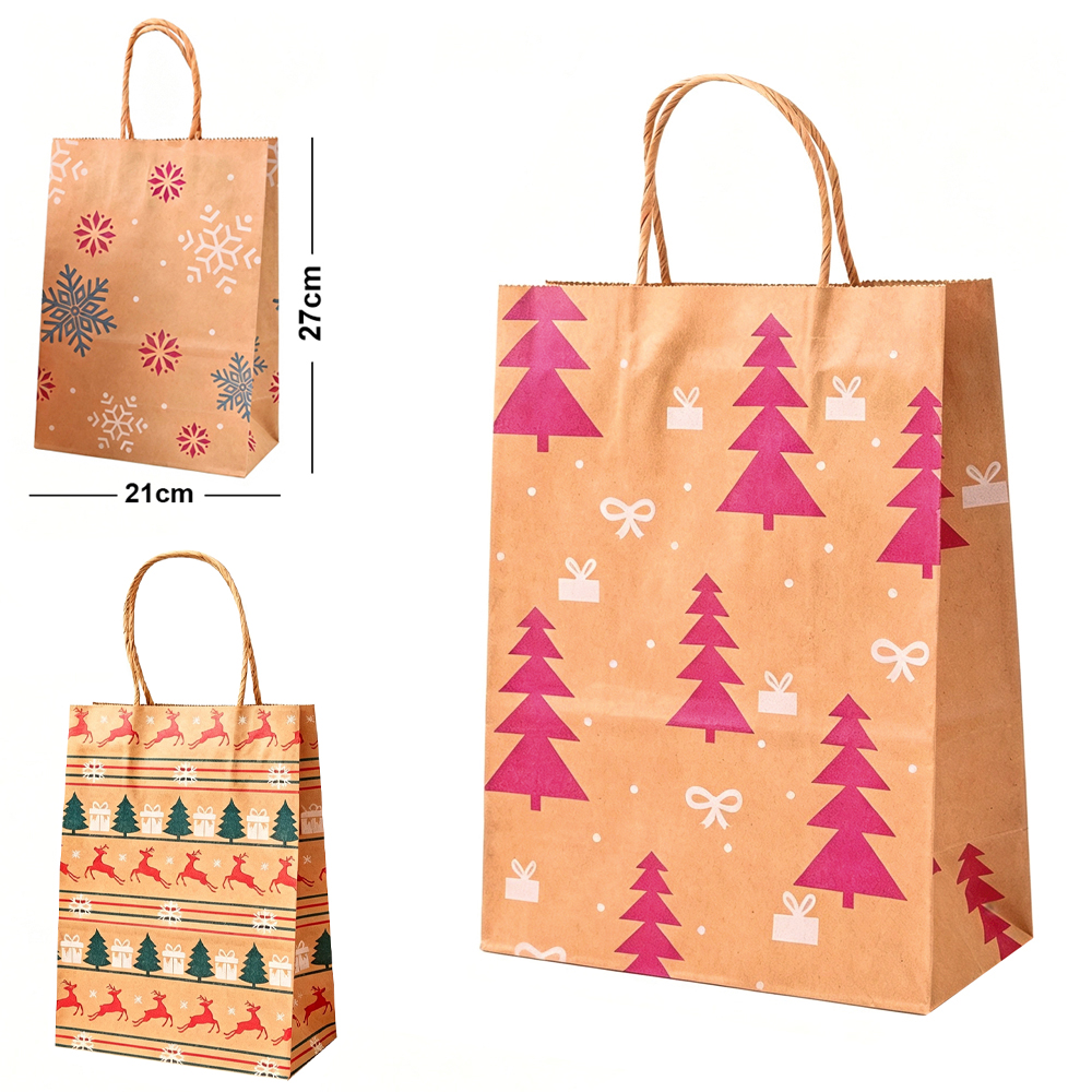 SACOLA DE PAPEL SORTIDAS DE NATAL 27X21X11CM