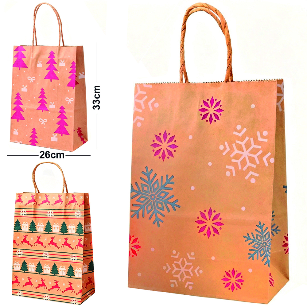 SACOLA DE PAPEL SORTIDAS DE NATAL 33X26X12CM
