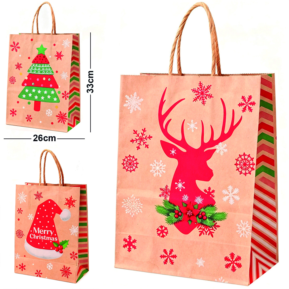 SACOLA DE PAPEL SORTIDAS DE NATAL 33X26X12CM