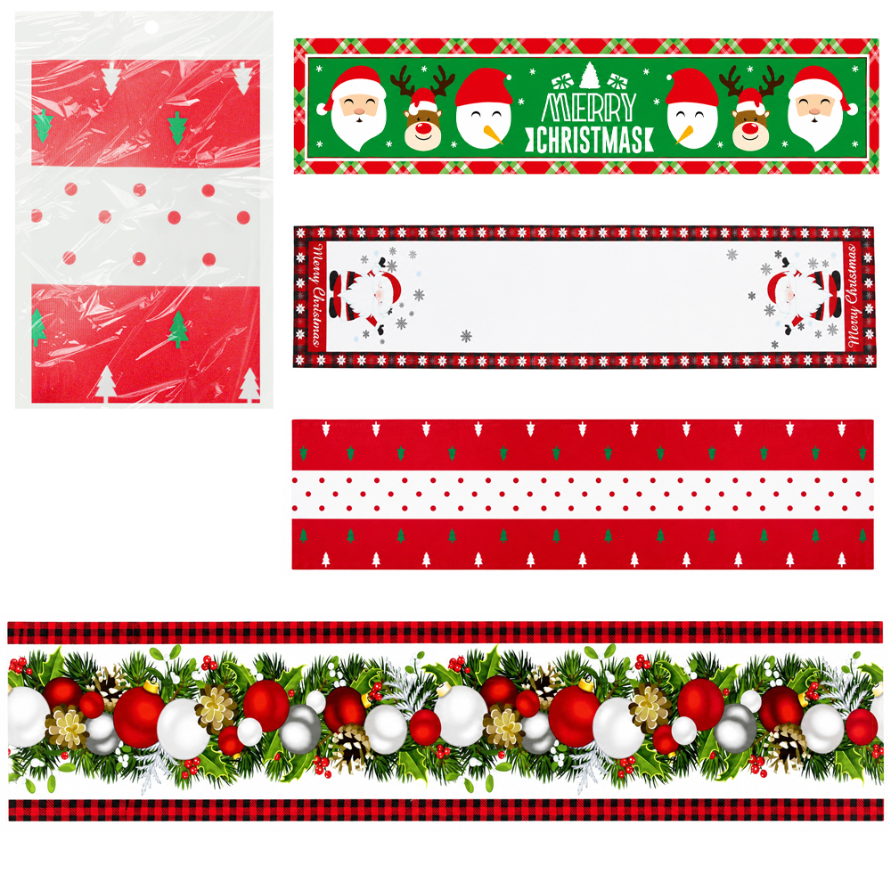 CAMINHO DE MESA RETANGULAR ESTAPAS SORTIDAS DE NATAL 150X33CM