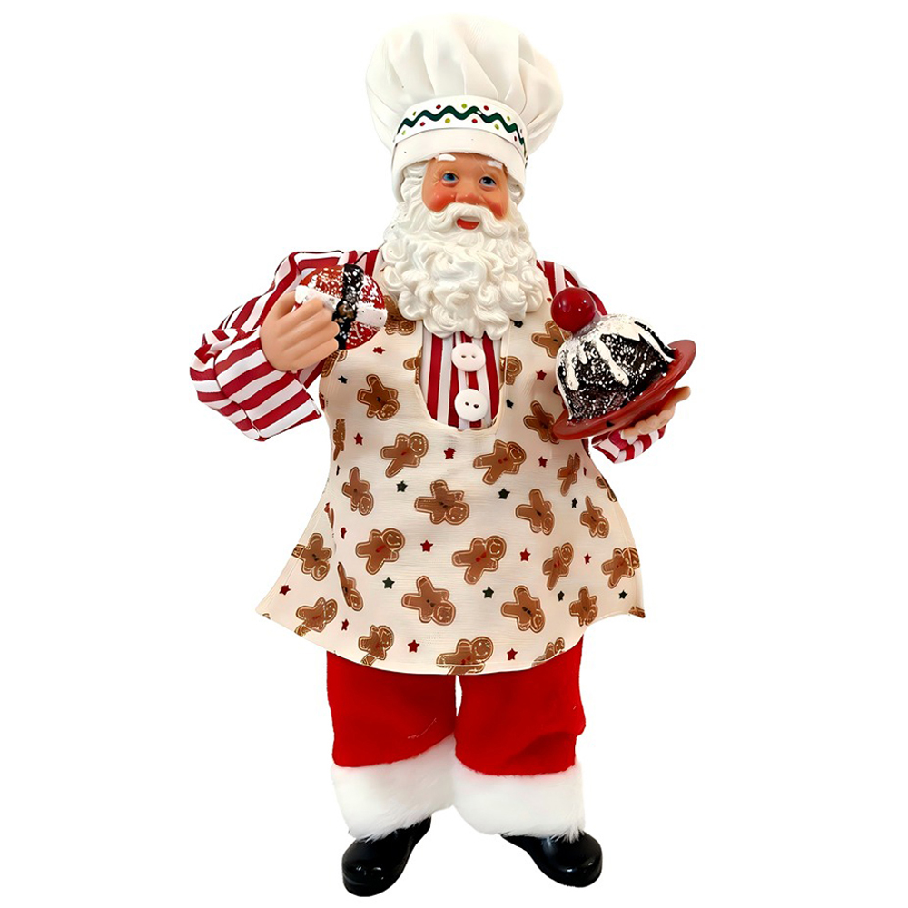 ENFEITE PAPAI NOEL CHEFE DE COZINHA COMAVENTAL E BOLO 28CM