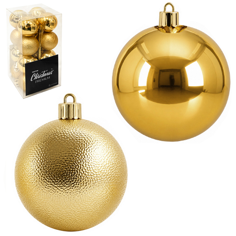 BOLA DE NATAL 3CM DE Ø DOURADA MISTA BRILHO / TEXTURADA 16 PECAS