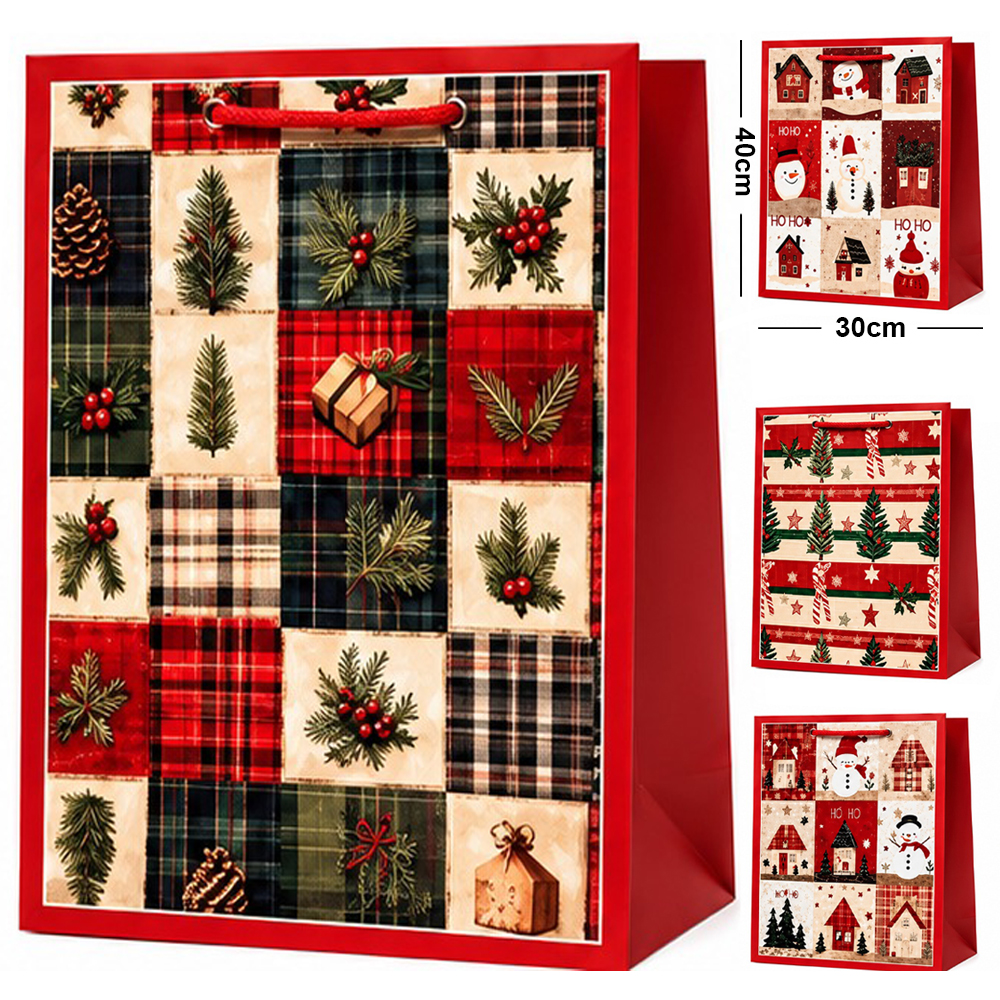 SACOLA DE PAPEL SORTIDAS DE NATAL 30X40X12CM