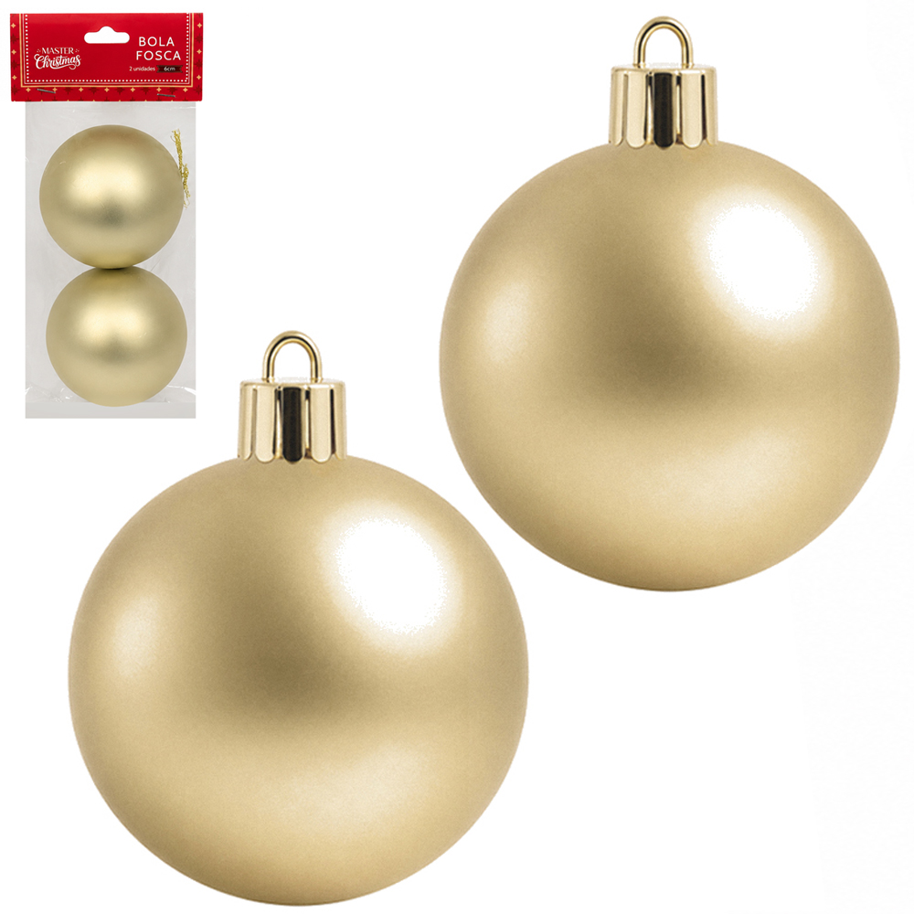 BOLA DE NATAL 6CM DE Ø CHAMPAGNE FOSCA COM 2 PECAS