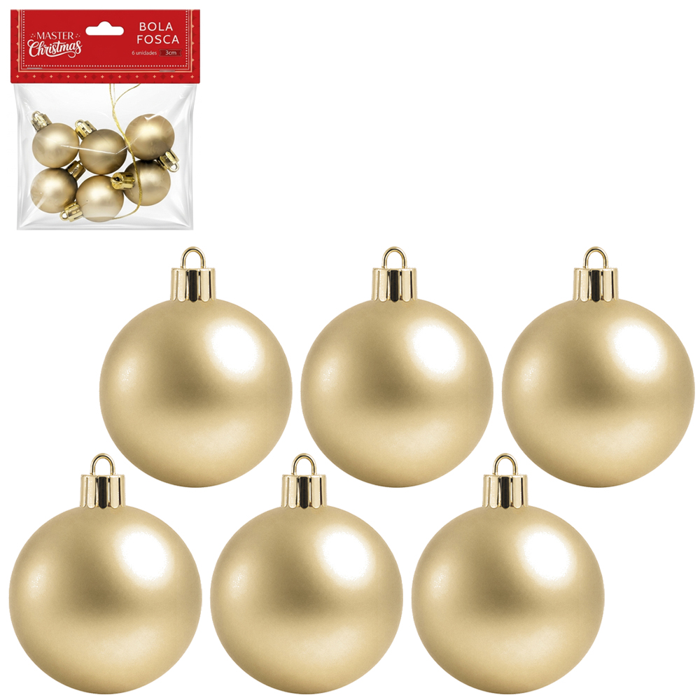 BOLA DE NATAL 3CM DE Ø CHAMPGNE FOSCA COM 6 PECAS