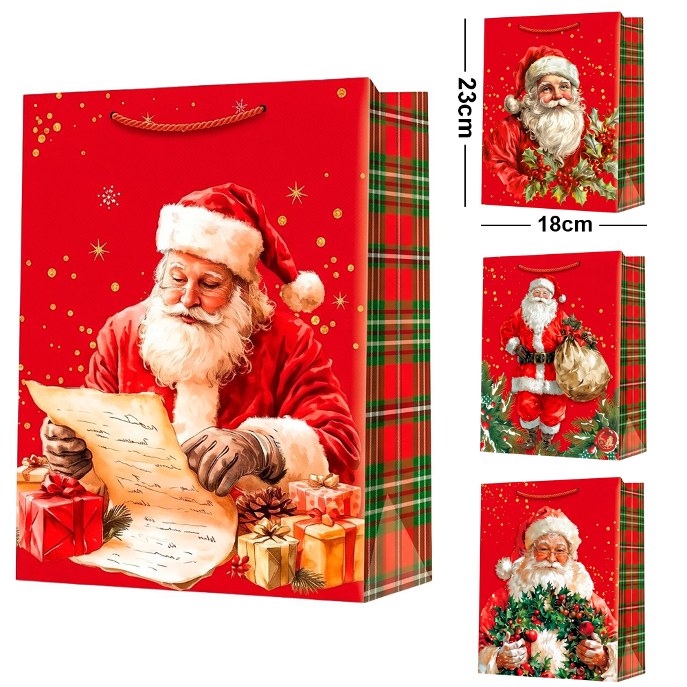 SACOLA DE PAPEL PAPAI NOEL 23X18X10CM
