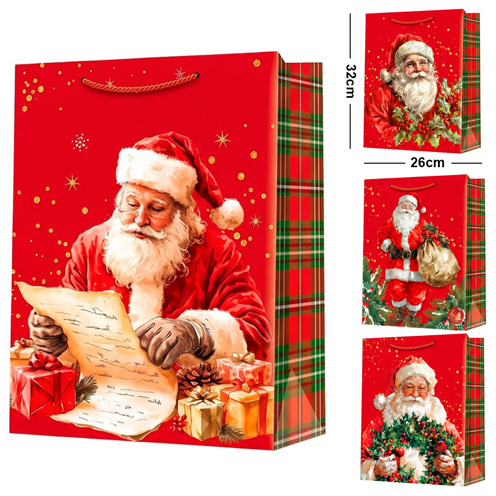 SACOLA DE PAPEL PAPAI NOEL 32X26X10CM