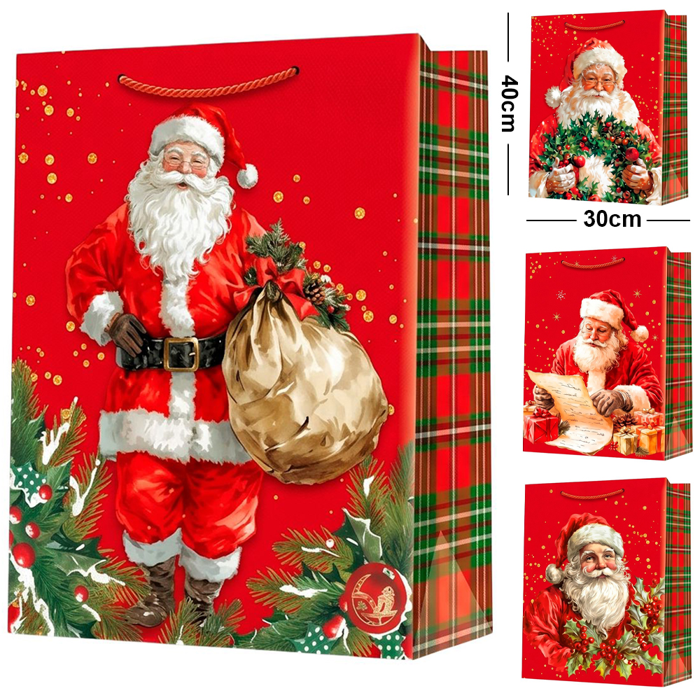 SACOLA DE PAPEL PAPAI NOEL 40X30X12CM